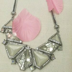 Silver white jade inlay necklace